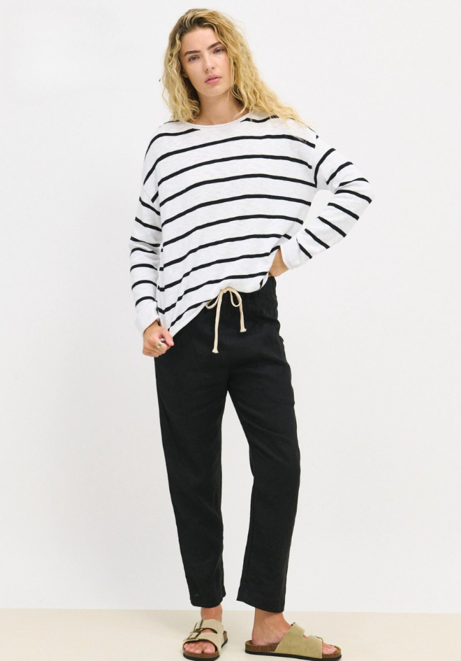 Minnie Top - White/Black Stripe