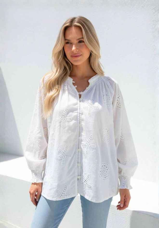 Candice Lace Blouse - White