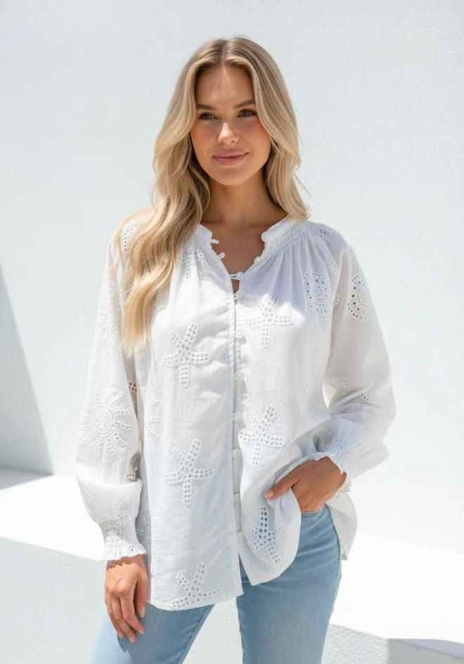 Candice Lace Blouse - White