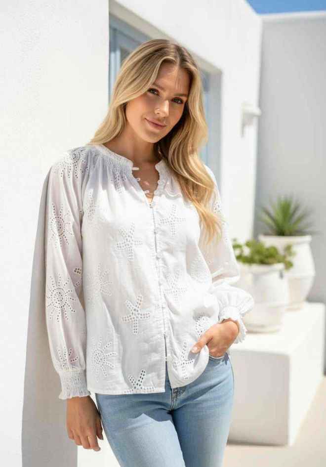 Candice Lace Blouse - White