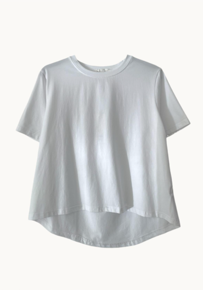Pleat Back Tee - White