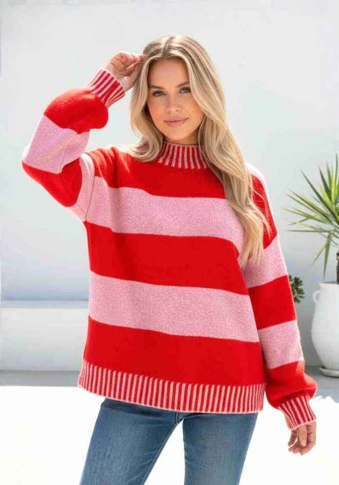 Jasper Knit Jumper - Pink/Red
