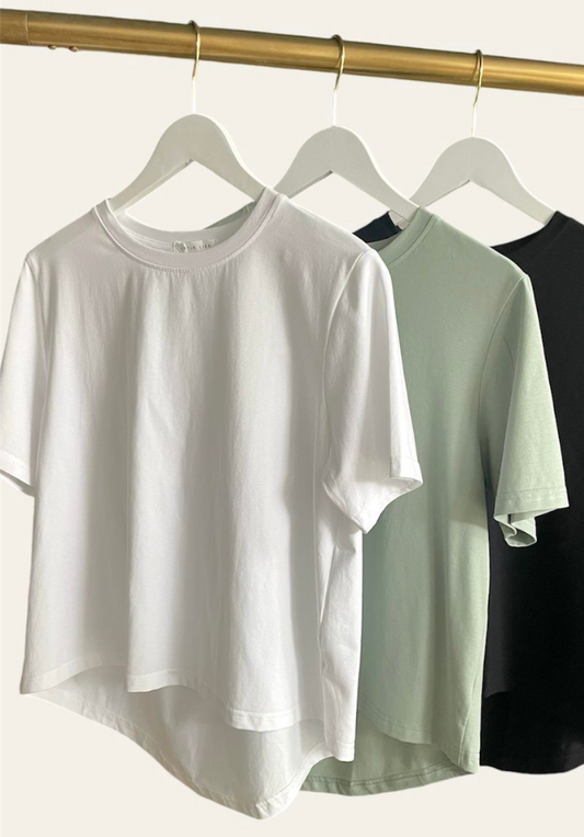Pleat Back Tee - White