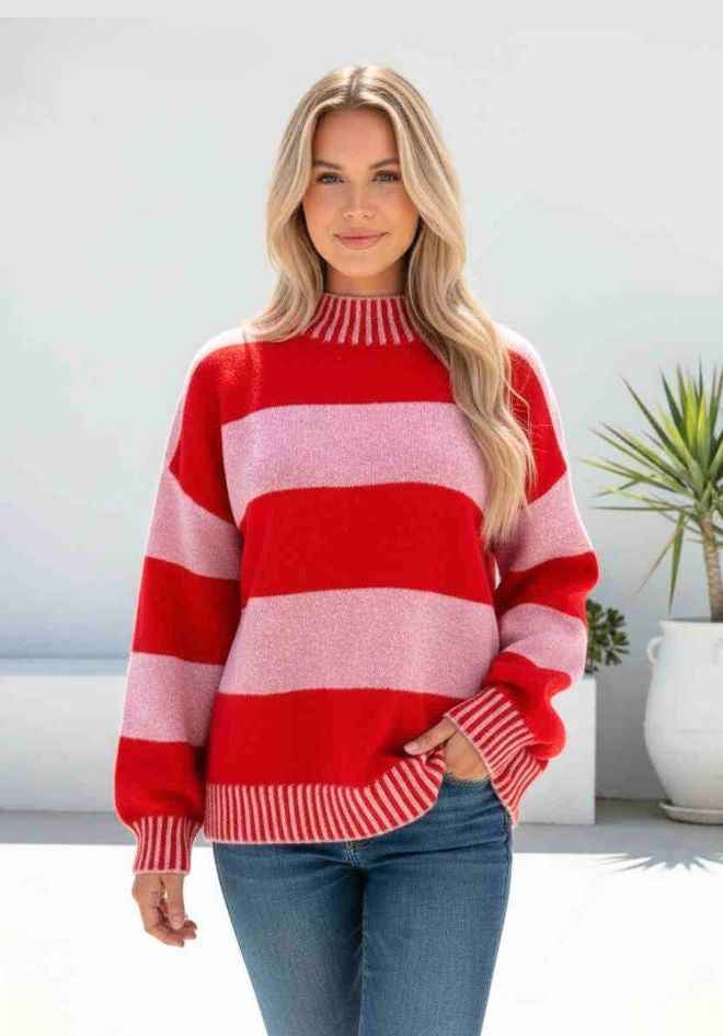 Jasper Knit Jumper - Pink/Red