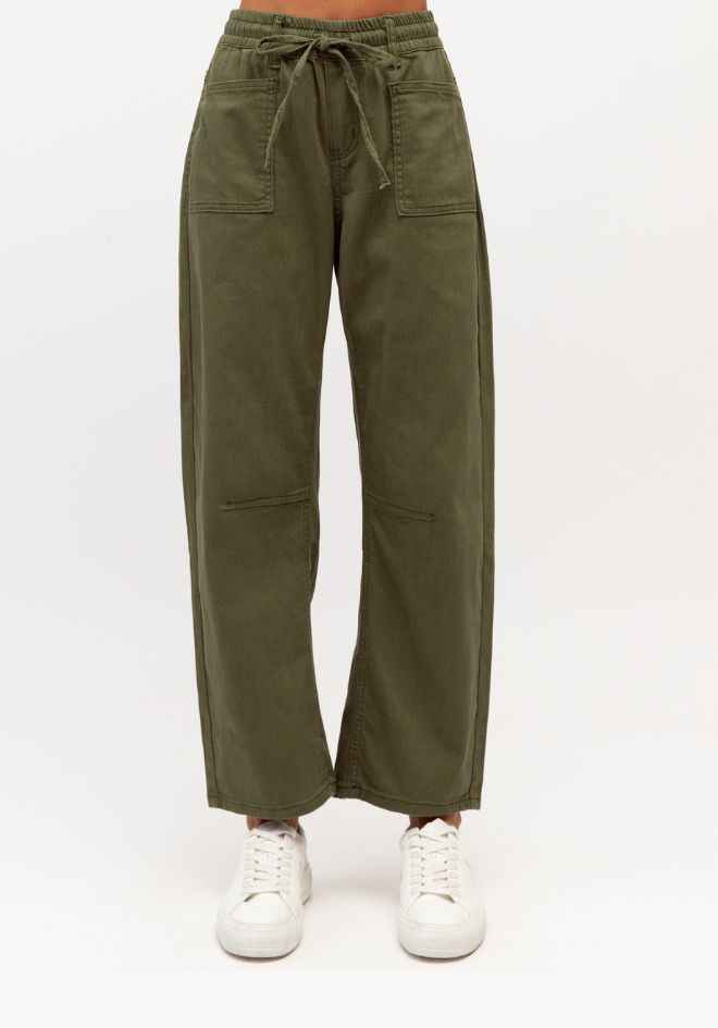 Fiona Barrel Leg Jean - Khaki