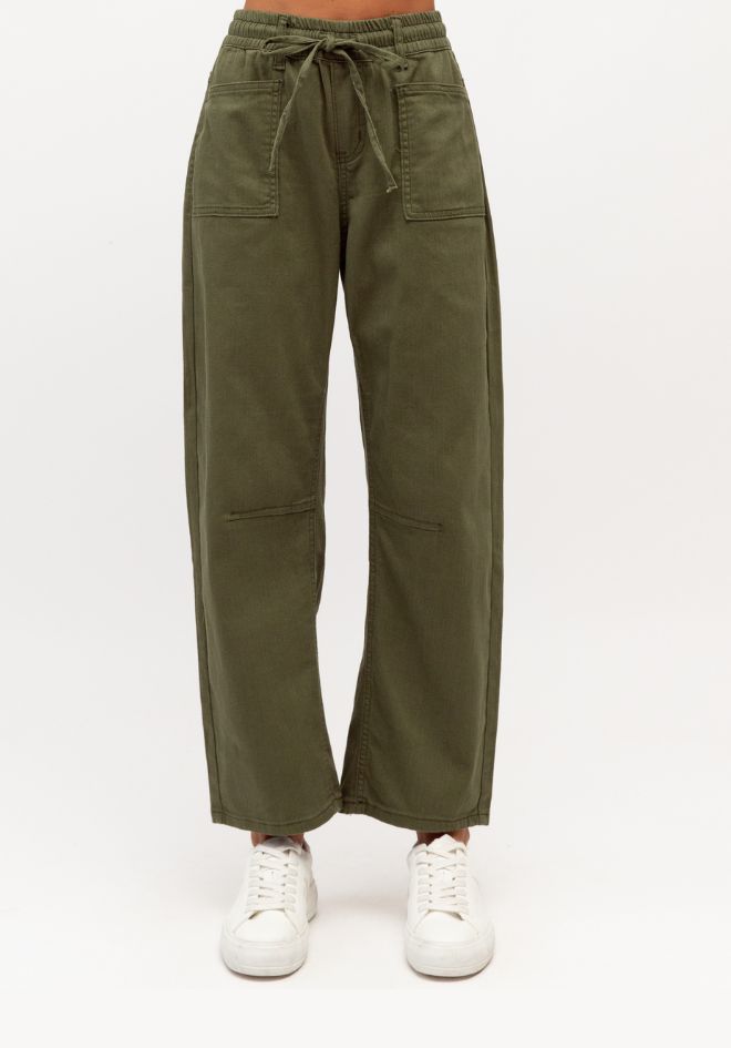 Fiona Barrel Leg Jean - Khaki