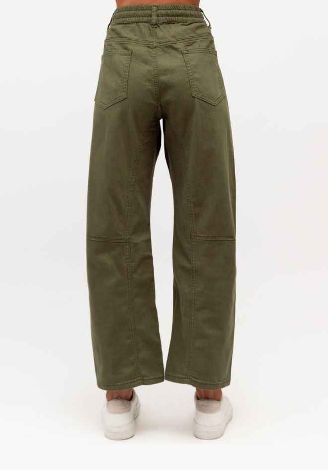 Fiona Barrel Leg Jean - Khaki