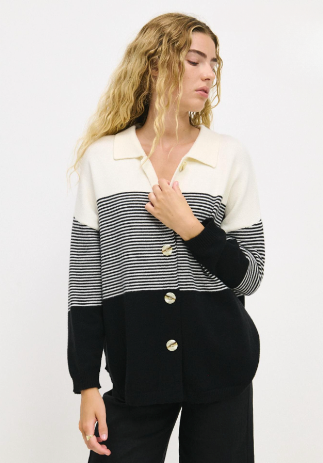 Stripe Knit Shirt - Black