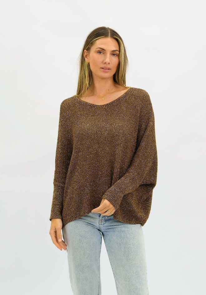 Cari Sparkle Knit - Chocolate