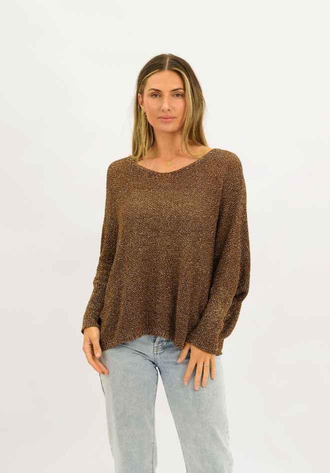 Cari Sparkle Knit - Chocolate
