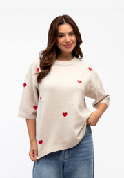 Red Heart Knit Top - Natural
