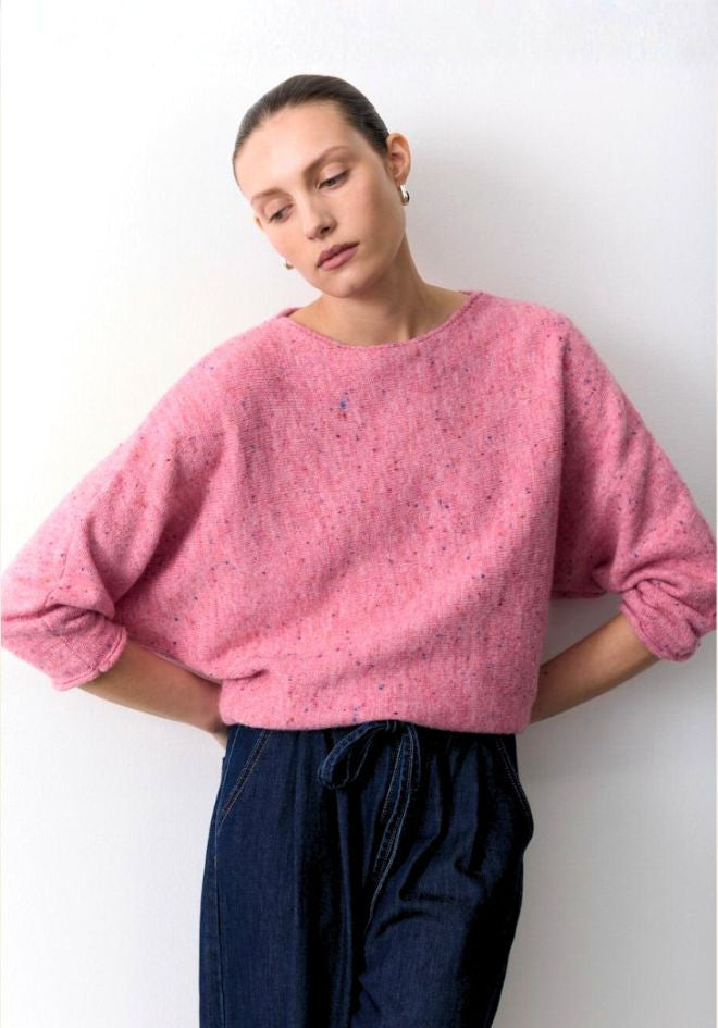 Batwing Speckle Jumper - Pink