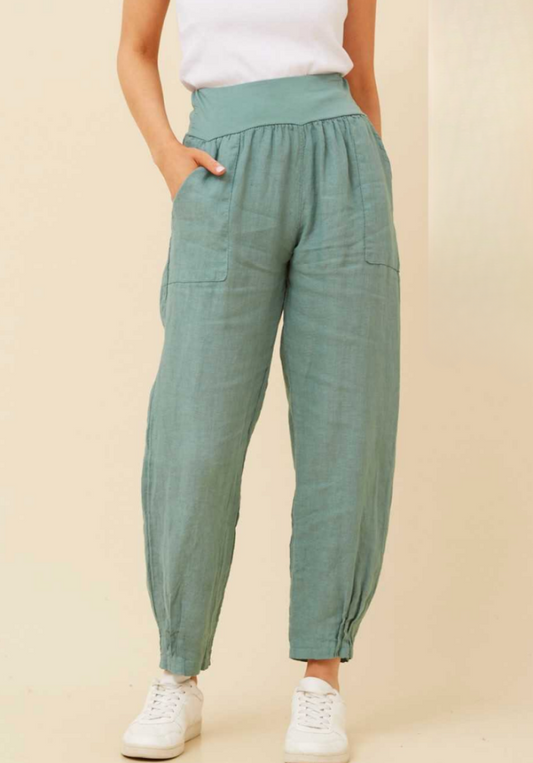 Sorrento Linen Pants - Sage