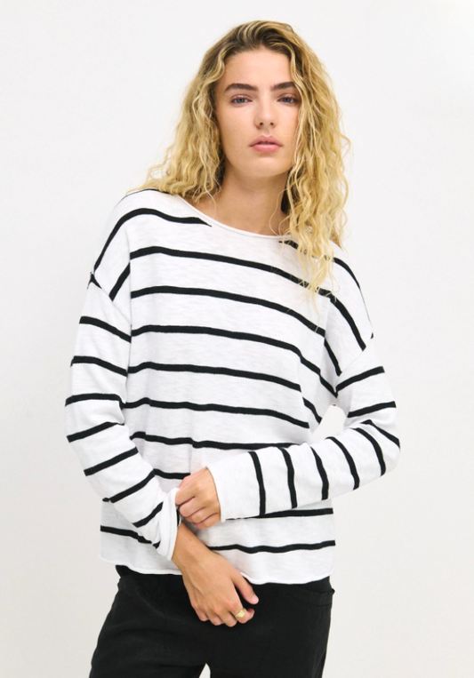 Minnie Top - White/Black Stripe