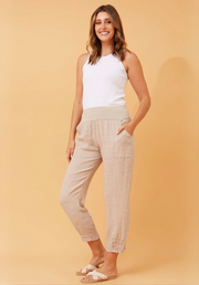 Sorrento Linen Pants - Stone