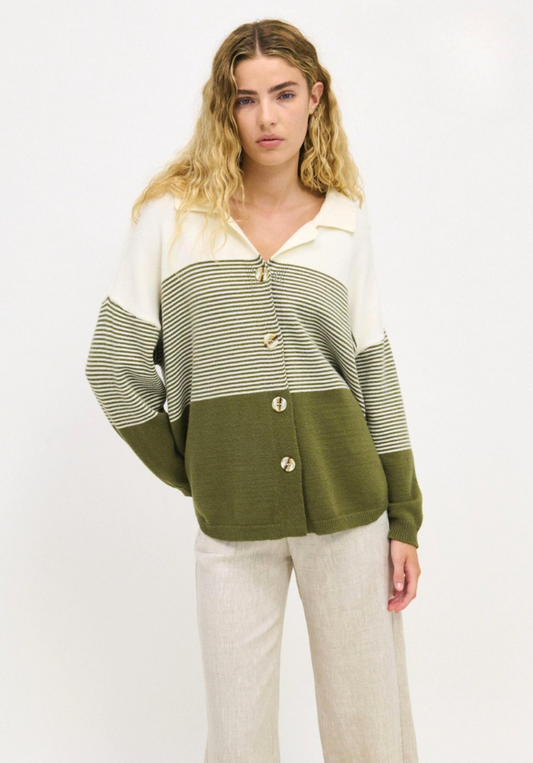 Stripe Knit Shirt - Khaki