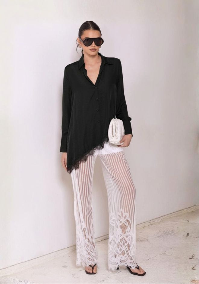 Satine Asymmetrical Lace Blouse