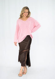 Bronte Lace Detail Skirt - Chocolate