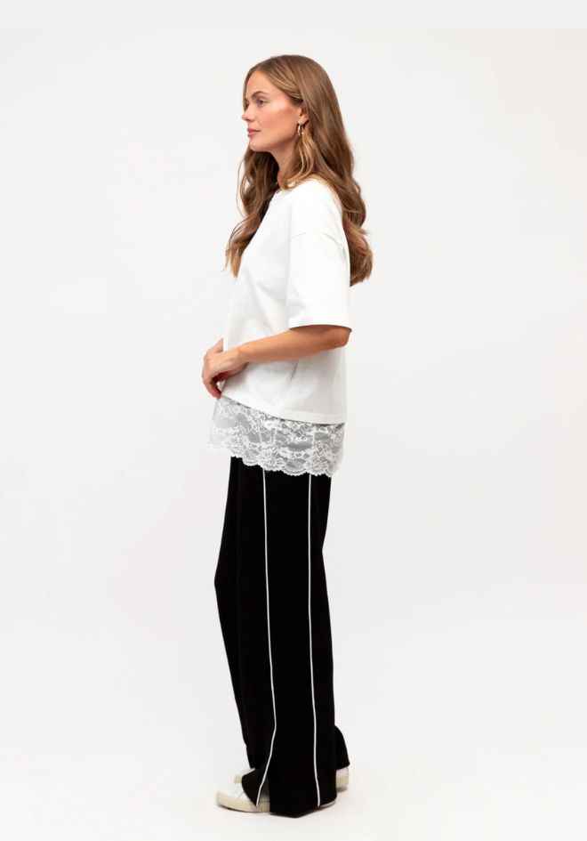 Lace Trim T-Shirt - Warm White