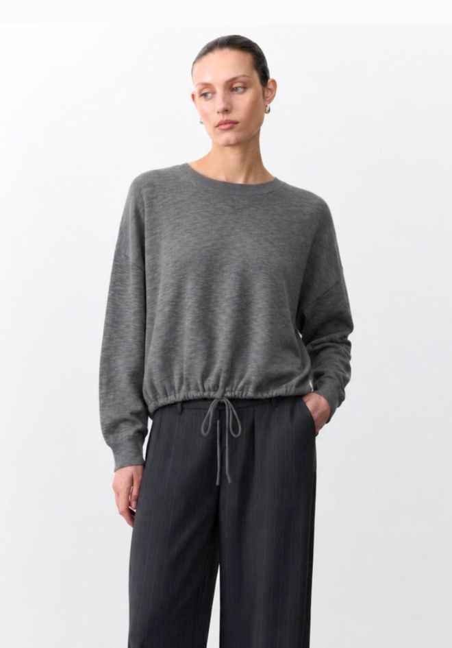 Hailey Drawstring Top in Grey by Little Lies — relaxed grey top with drawstring detail for an effortlessly casual everyday look