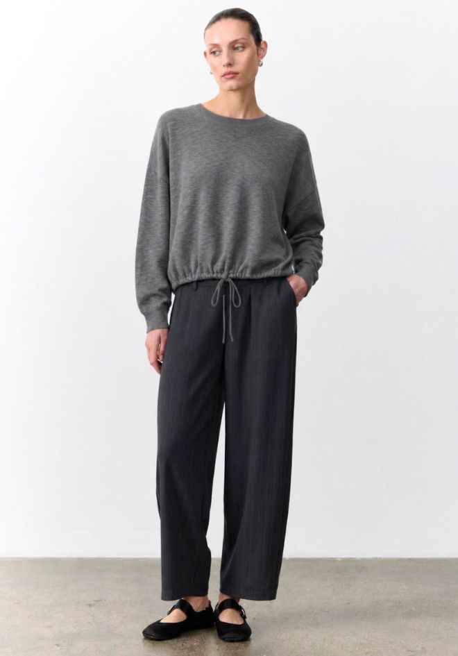 Little Lies Hailey Drawstring Top Grey — styled casual grey drawstring top, easy to wear and layer