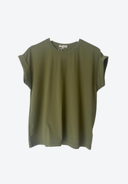 Green sleeveless top on a white background