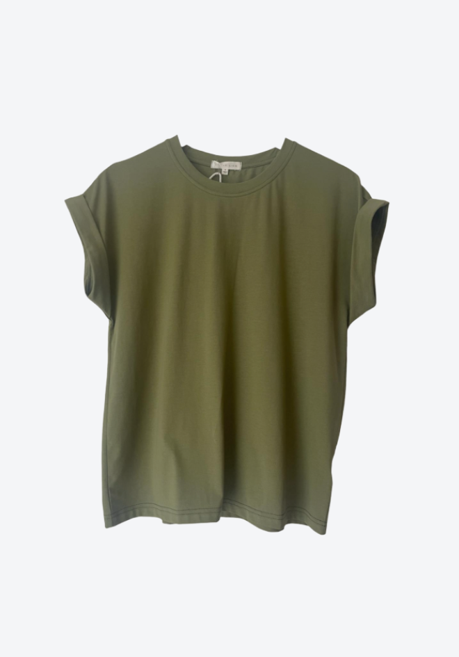 Green sleeveless top on a white background