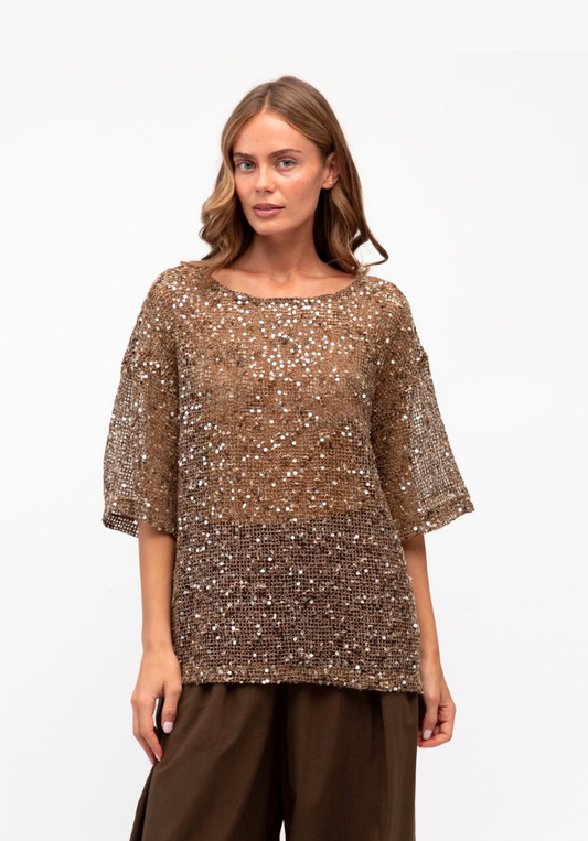 Stardust Mesh Top - Cocoa