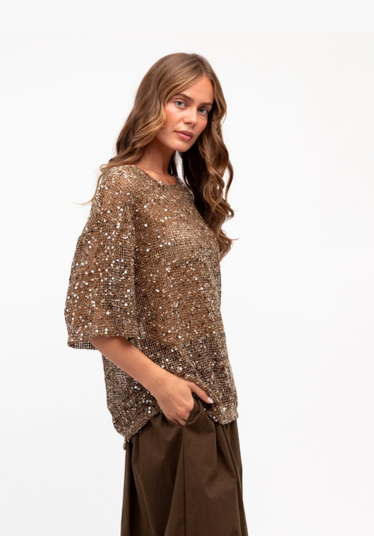 Stardust Mesh Top - Cocoa