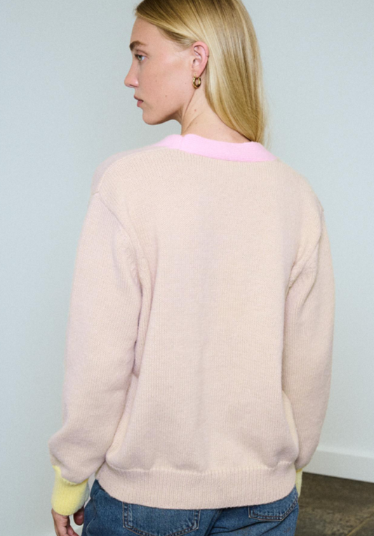 Colour Block Cardi - Pink