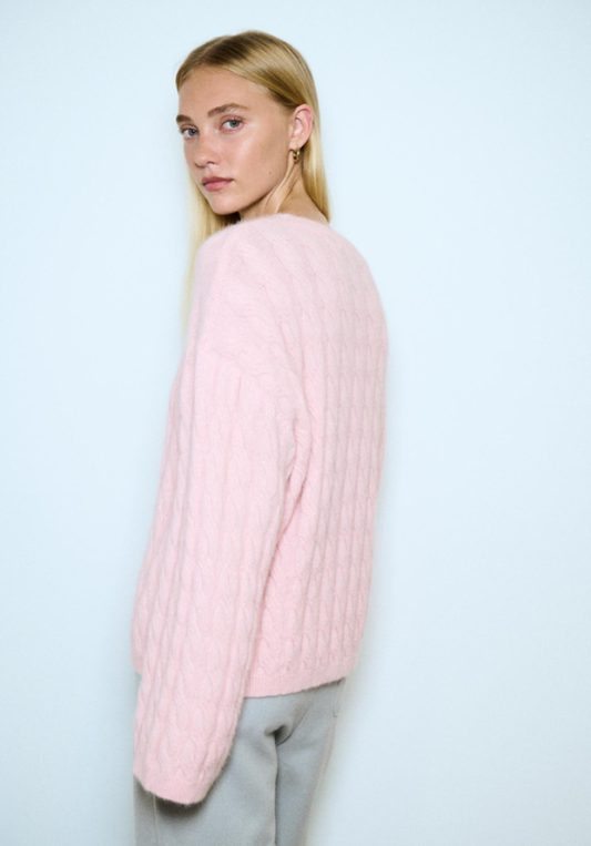 Anna Cable Jumper - Pink