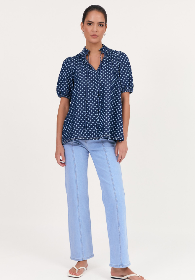 Sandra Spot Denim Top