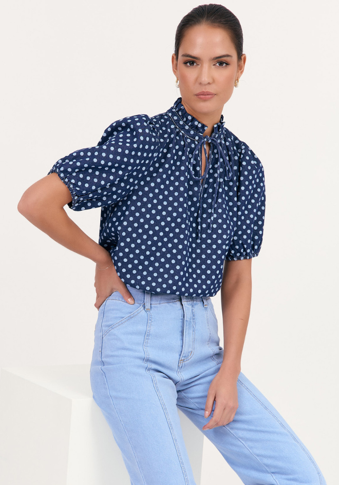 Sandra Spot Denim Top