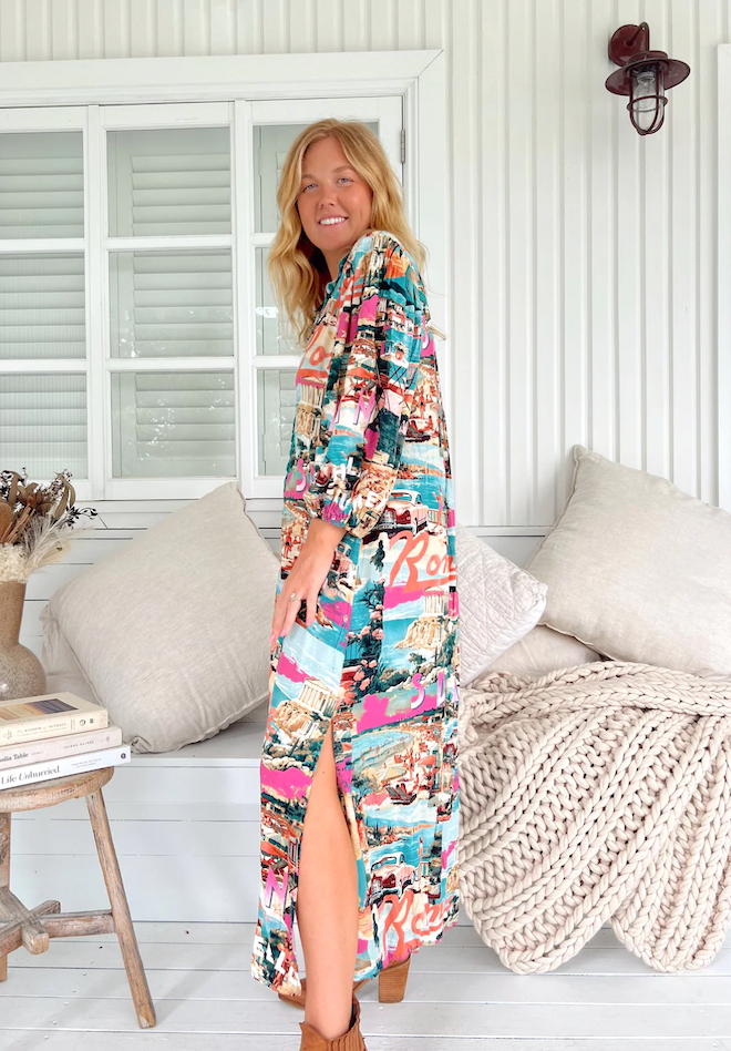 Rome Print Whitney Midi Dress