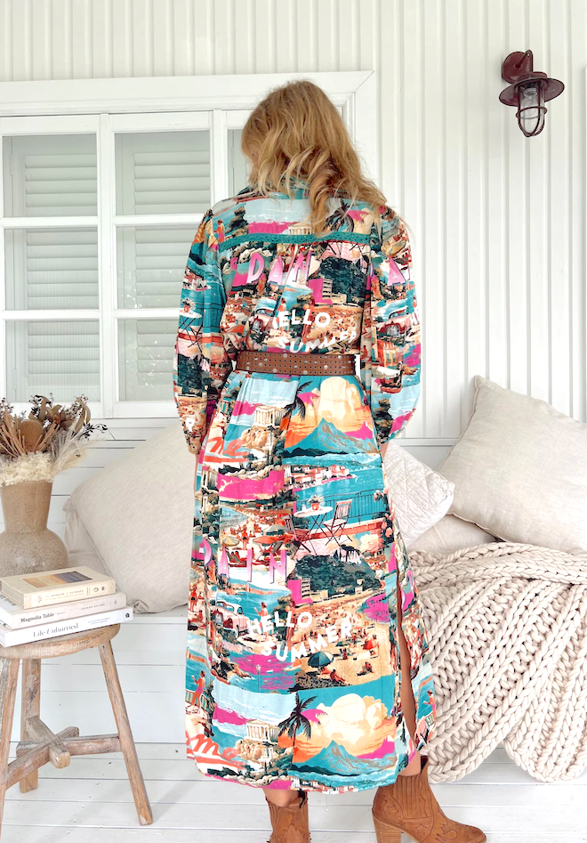 Rome Print Whitney Midi Dress