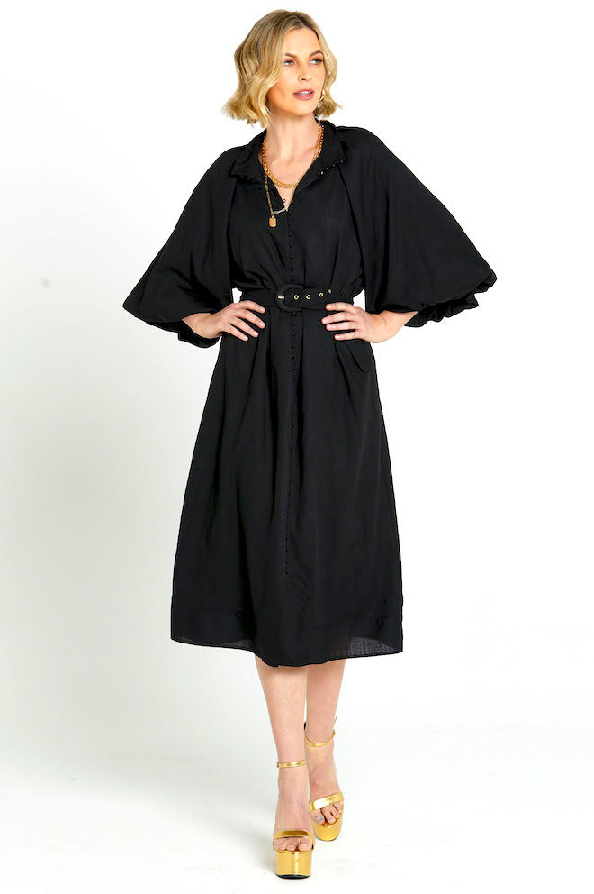 Lovefool Midi Shirt Dress - Black - Kat and Ko Clothing