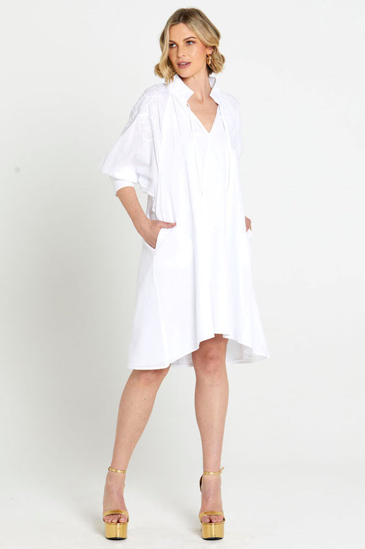 Dreams Embroidered Midi Dress - White - Kat and Ko Clothing