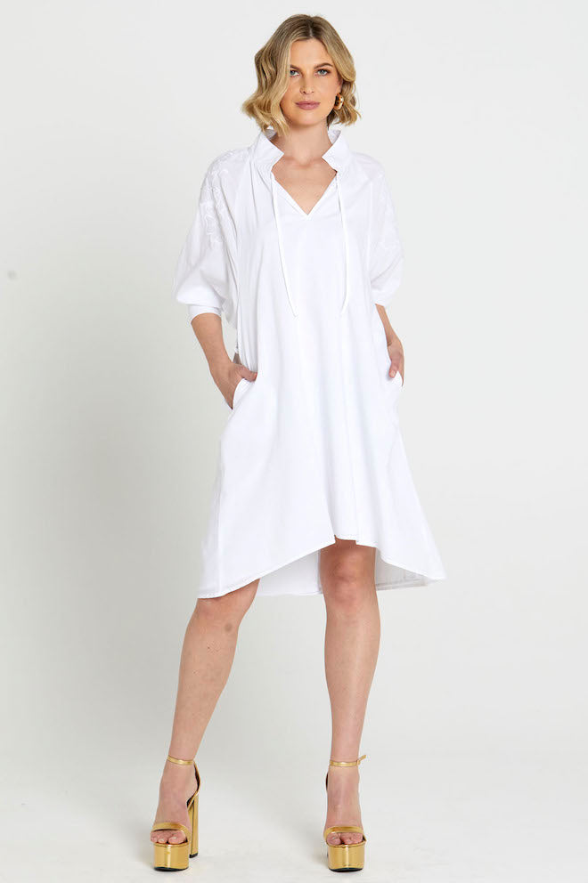 Dreams Embroidered Midi Dress - White - Kat and Ko Clothing