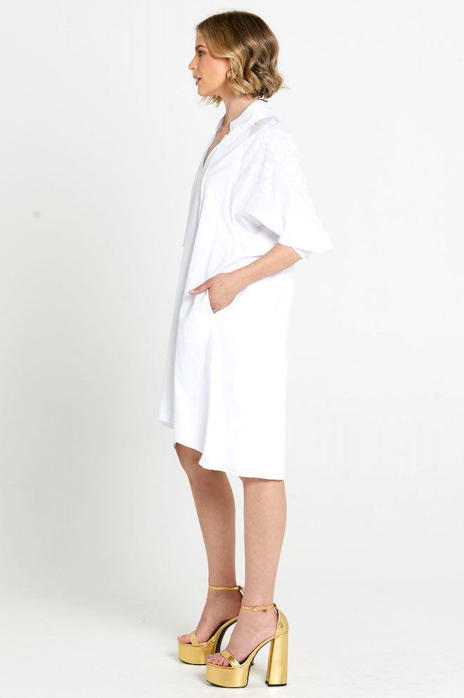 Dreams Embroidered Midi Dress - White - Kat and Ko Clothing