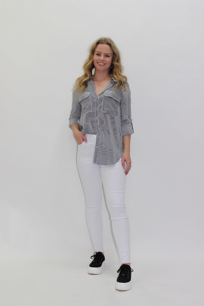 White Jeans with Frayed Hem - Kat and Ko Clothing