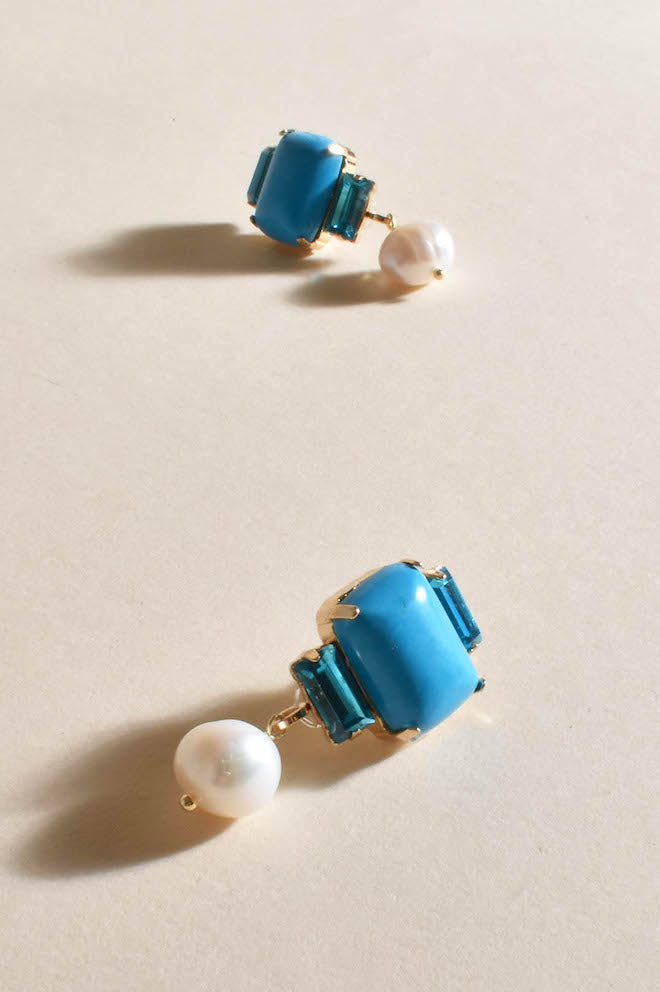 Blue Everly Event Earrings by Adorne