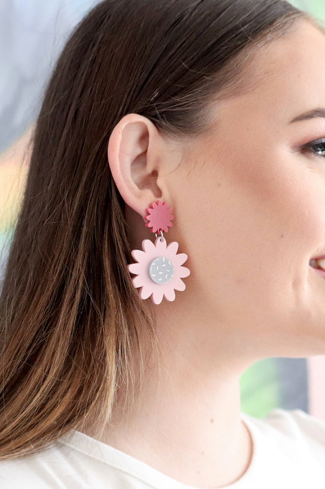 Jessica Earrings - Pink/Grey - Kat and Ko Clothing