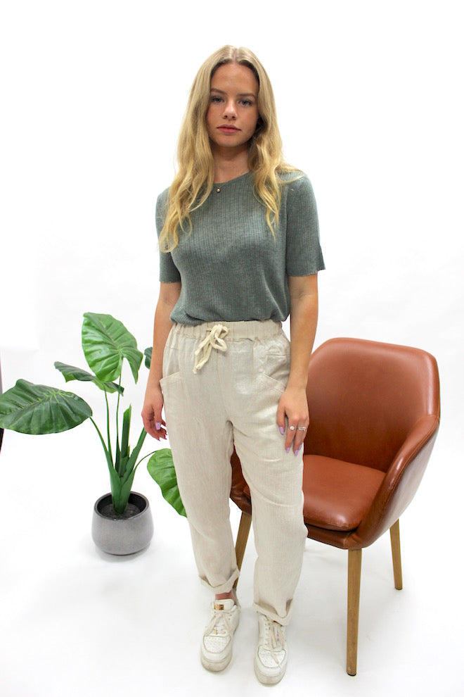 Luxe Pants - Natural - Kat and Ko Clothing