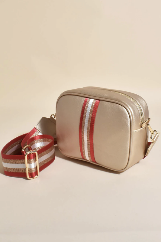 Leoni Stripe Camera Bag (Gold) - Kat and Ko Clothing