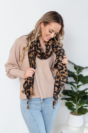 Leopard Print Scarf - Coffee
