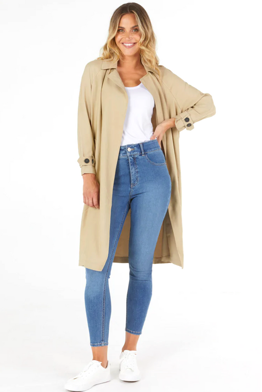 Elle Trench Coat - Biscuit - Kat and Ko Clothing