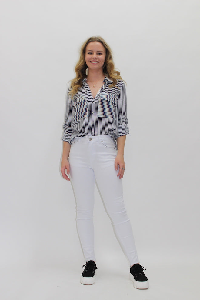 White Jeans with Frayed Hem - Kat and Ko Clothing