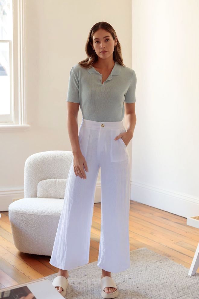 Jude Linen Pant - White - Kat and Ko Clothing