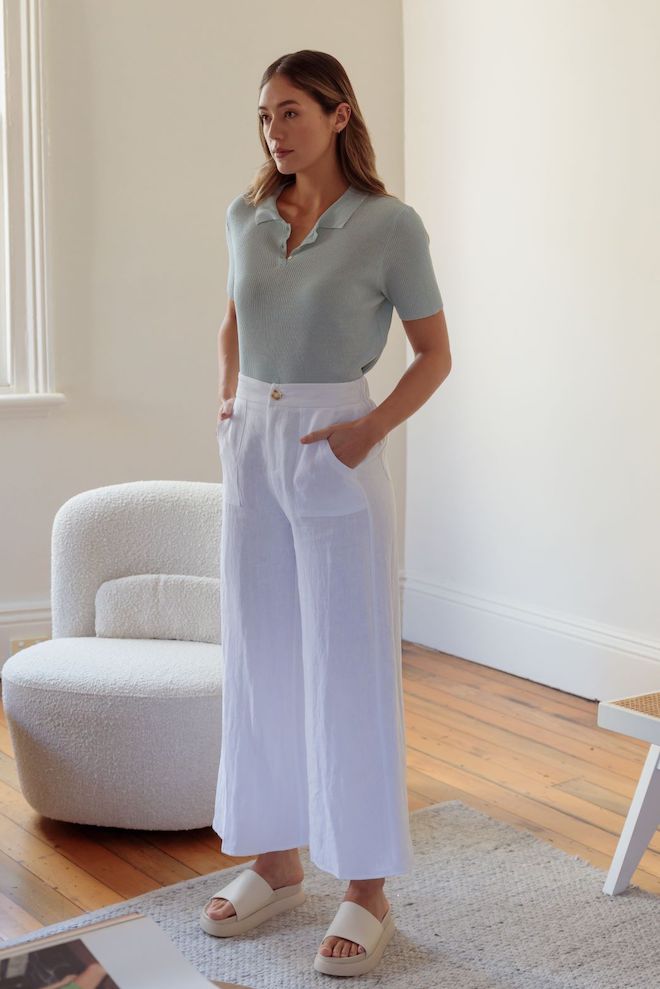 Jude Linen Pant - White - Kat and Ko Clothing